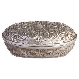 Caixa Oval em Resina Manu Fisch Home Prateada