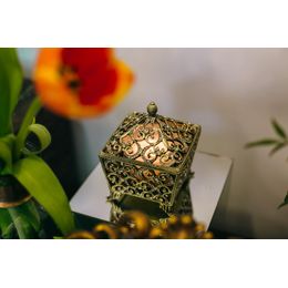 Suporte Vela em Metal Manu Fisch Home Dourado com Pedrarias