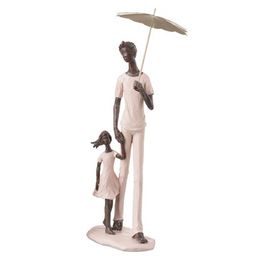 Escultura Home Collection Casal e Filhos no Guarda Chuva Pai e Filha