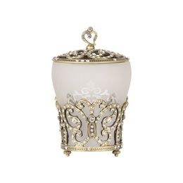 Porta Algodão AnaSuil Dourado e Pedrarias