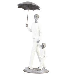 Escultura Home Collection Pai e Filho Com Guarda Chuva
