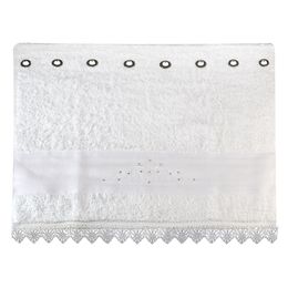 Toalha  Lavabo AnaSuil Branca Arabesco Guipir Com Ilhóes