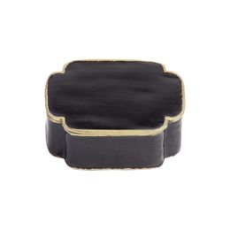 Caixa Porta Jóias Retangular em Metal Dourado Manu Fisch Home Preta