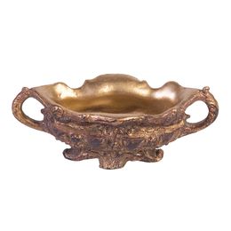 Caixa em Resina Manu Fisch Home Dourada Antique Sem Tampa