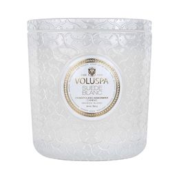 Vela Voluspa Pote Vidro Luxe Suede Blanc 3 Pavios